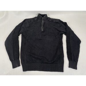BKE Buckle 1/4 Zip Knit Sweater Mens Size L Black